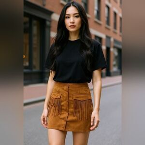 Flying Tomato Brown Fringe Mini Skirt Sz Small